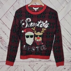 Ugly Christmas Sweater Santa's Bestie Sequins Sweater
